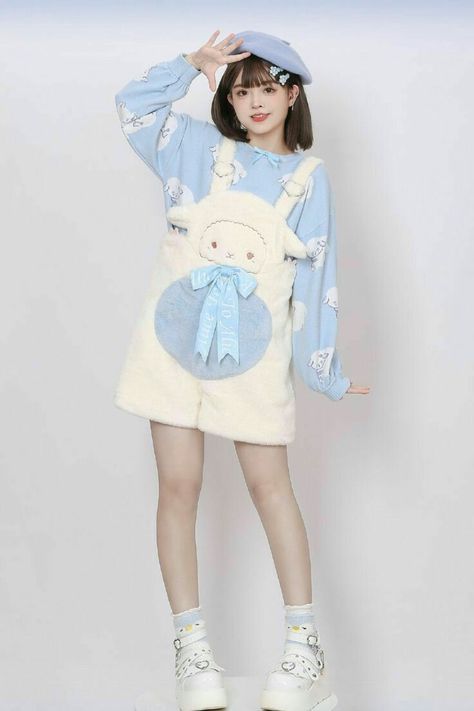 Kawaii Overalls, Overall Pants, Kawaii Sweater, Overalls Shorts, Animal Sweater, Drawing Anime Clothes, Fashion Project, Girls Pajamas, Fancy Outfits