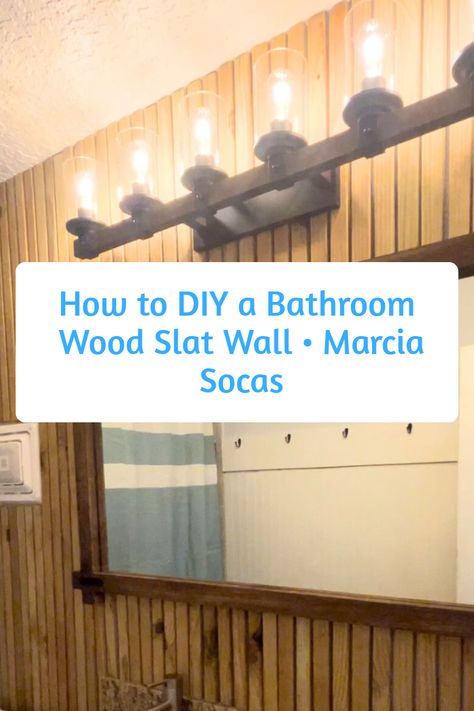 Looking for an easy, budget-friendly bathroom makeover? 🛀✨ Check out our step-by-step tutorial on how to DIY your own dreamy wood slat wall! With just a few supplies and plenty of creativity, you'll have a stunning statement piece that will make your bathroom feel like paradise! 🌴🌊🔨 Slat Wall In Bathroom, Vertical Slat Wall, Vertical Slats Wall, Science Bedroom, Football Rooms, Themed Bedrooms, Wood Wall Bathroom, Bathroom Wood, House Flipping