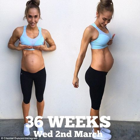 Fit pregnancy: Mrs Duncan has shared updates of her pregnancy since the beginning and rece... 28 Weeks Pregnant Belly, Chontel Duncan, Pregnancy Workout Routine, Sarah Stage, 28 Weeks Pregnant, Yin Yoga Poses, 36 Weeks Pregnant, 36 Weeks, Pregnant Model