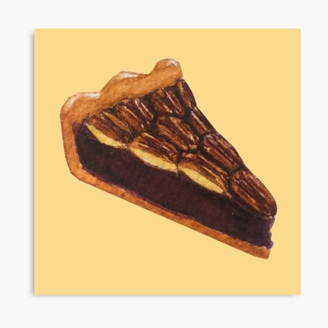 Get my art printed on awesome products. Support me at Redbubble #RBandME: https://www.redbubble.com/i/canvas-print/Pecan-Pie-Watercolour-Food-Illustration-by-tifft/79179578.5Y5V7?asc=u Pie Drawing, Watercolor Food Illustration, Pies Art, Watercolor Food, Pecan Pie, Food Illustrations, Watercolour Painting, Pie, Canvas Prints