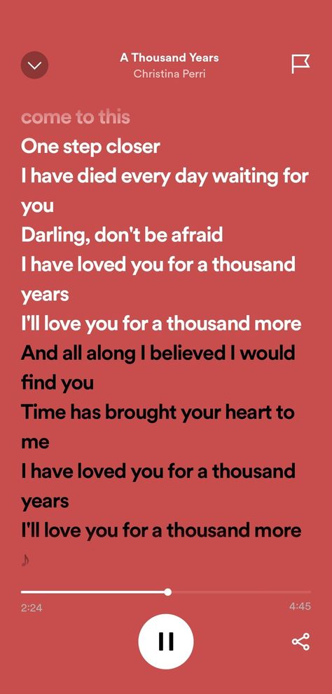 Twilight song 🌑🐺 Thousand Years Twilight, Twilight Songs, Christina Perri, A Thousand Years, Dont Be Afraid, First Step, Finding Yourself, Love You, Bring It On