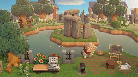 Acnh Stonehenge Ideas, Acnh Stonehenge, Ac Decoration, Stonehenge, Animal Crossing, Statue, Animals, Quick Saves