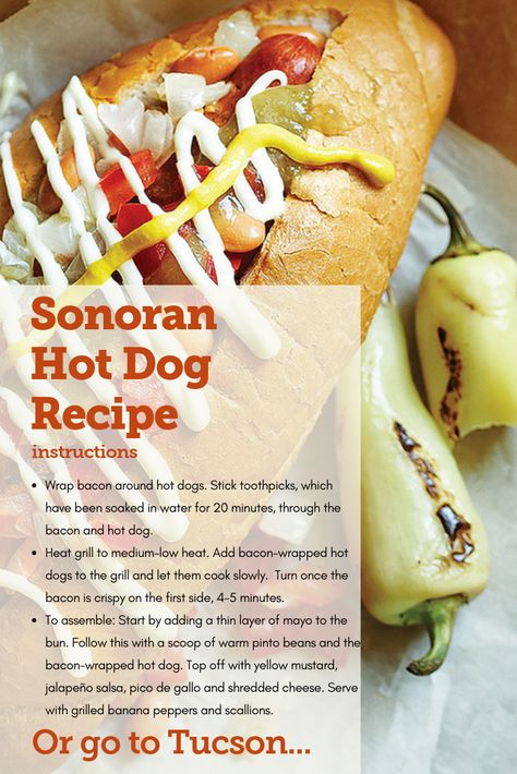 Sonoran Hot Dog Recipe, Sonoran Hot Dog, Hot Dog Recipe, Bacon Wrapped Hotdogs, Hot Dogs Recipes, Grilled Peppers, Hot Dog Recipes, Resort And Spa, Dog Recipes