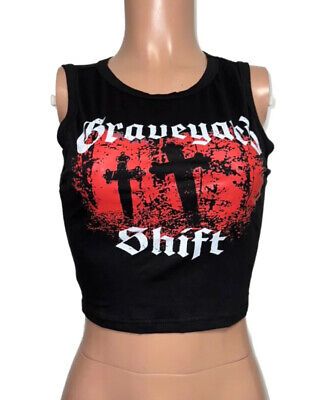 Graveyard Shift Halloween Bartender Crop Top Gothic Costume Casual Party Tank  | eBay Jack Sullivan, Goth Tops, Casual Punk, Gothic Costume, Goth Clothes, Graveyard Shift, Holiday List, Tween Outfits, Halloween Fashion