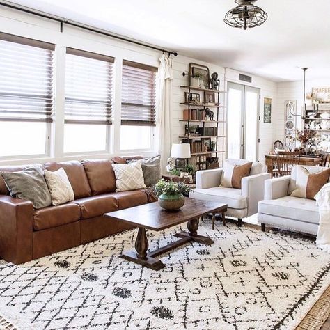 Home Reserve on Instagram: “Taking all the fall inspiration from this scrumptious scene! . . Tux four-unit couch in cantina saddle fabric.” Leather Couches Living Room, Brown Couch Living Room, Winter Living Room, Rustic Farmhouse Living Room, Leather Sofa Living Room, Modern Farmhouse Living Room, Leather Couch, Brown Living Room, Living Room Leather