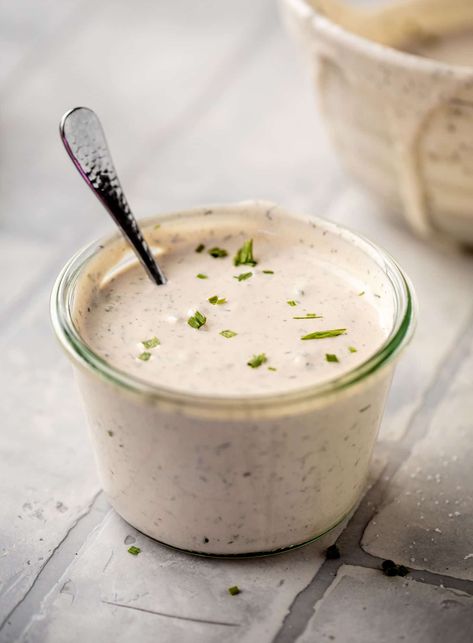 Ranch Dressing Recipe Vegan Ranch Dressing Recipe, Healthy Ranch Dressing Recipe, Gathering Recipes, Healthy Dressing Recipes, Vegan Ranch Dressing, Grilled Sweet Potatoes, Vegan Dressing, Ranch Dressing Recipe, Vegan Ranch