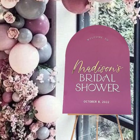 Arched Sign, Bridal Shower Signage, Arch Sign, Wedding Shower Signs, Wedding Table Number Signs, Bridal Shower Inspo, Retro Mirror, Wedding Ceremony Signs, Bridal Shower Sign