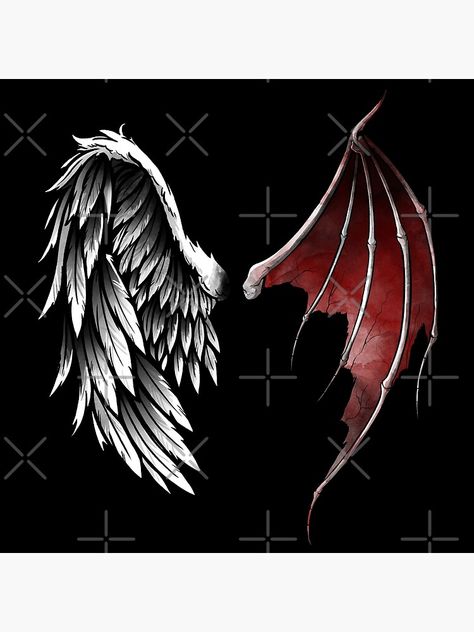 "Lucifer wings" Poster by NemiMakeit | Redbubble Lucifer Tattoo Design, Lucifer Wings Tattoo, Angel And Demon Wings Tattoo, Lucifer Wings, Wings Artwork, Dragon Tattoo Sketch, Avatar Tattoo, Broken Wings, Angel Wings Tattoo