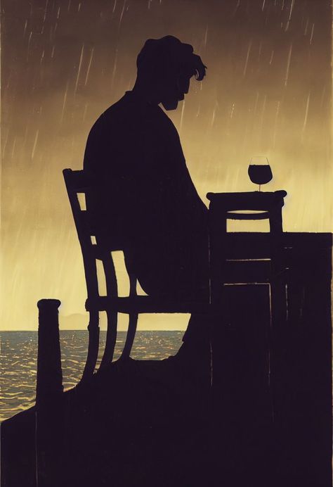 Young Man Drinking Alcohol Sitting on a Bench Against The Sea on a Dark Rainy Night Man Drinking Alcohol Drawing, Man Drinking Alcohol, Dark Rainy Night, Cars Snap, Sitting In The Dark, Book Advertisement, Meaningful Images, Man Drinking, Sitting On A Bench