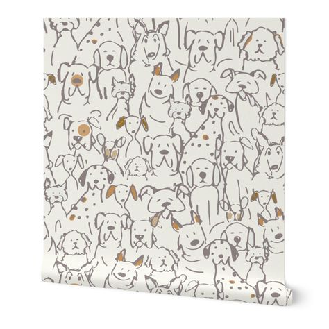 Whimsical Dogs, Doodle Dogs, Wallpaper Doodle, Doodle Dog, Grasscloth Wallpaper, Dogs And Kids, Dog Wallpaper, Pet Puppy, Prepasted Wallpaper