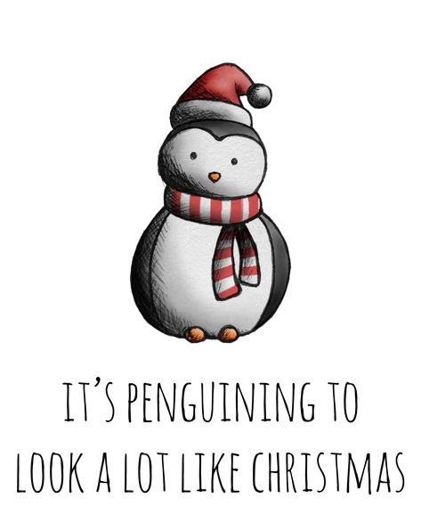 Christmas Puns Captions, Pun Christmas Cards, Winter Puns, Penguin Puns, Christmas Card Puns, Funny Christmas Puns, Holiday Puns, Christmas Cards Drawing, Christmas Puns