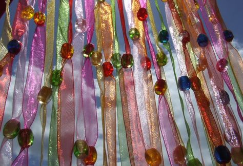 Door curtain | Door curtain, beads and ribbons, backed by cl… | trying to keep still | Flickr Diy Door Curtain, Bead Door Curtain Diy, Fly Curtain, Curtain Beads, Door Curtains Diy, Ribbon Curtain, Bead Curtains, Beaded Door Curtains, Curtain Door