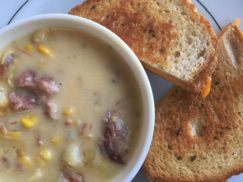 Smoked Brisket Chowder | Three Little Pigs BBQ Rubs & Sauces Smoked Brisket Soup Recipes, Smoked Brisket Potato Soup, Brisket Soup Recipes, Brisket Soup, Bbq Pig, Smoked Beef Brisket, Food Soup, Bbq Sauces, Smoked Beef