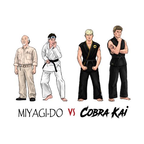 Miyagi-Do VS Cobra Kai - The Karate Kid - Taza | TeePublic MX John Kreese Cobra Kai, Miyagi Do Karate, Daniel San, Miyagi Do, Karate Kid Movie, Johnny Lawrence, The Karate Kid, Karate Gi, Pikachu Art