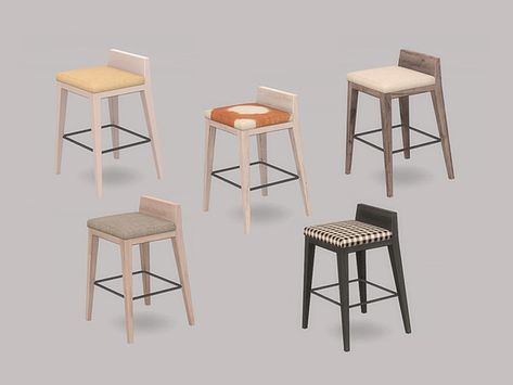 ung999's Inside Out Dining - Barstool Sims 4 Cc Kitchen Barstool, Sims 4 Cc Ung999, Sims 4 Cc Barstools, Sims 4 Barstools Cc, Sims Inspiration, Black White Kitchen, Cc Furniture, House Deco, Casas The Sims 4