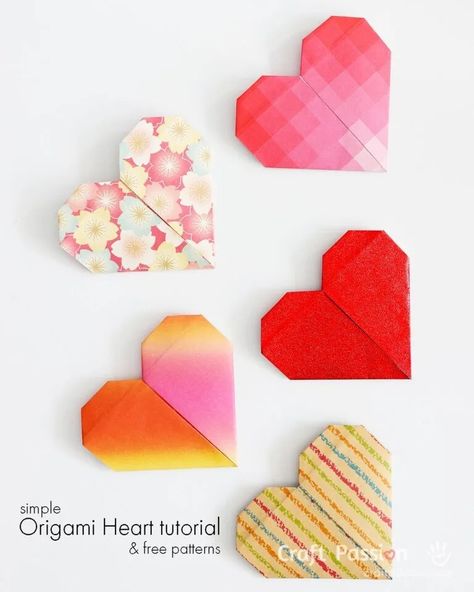 origami heart main 2 Origami Heart Tutorial, Hart Origami, Paper Hearts Origami, Origami Hearts, Heart Tutorial, Simple Origami, Heart Ideas, Papercraft Ideas, Origami Heart