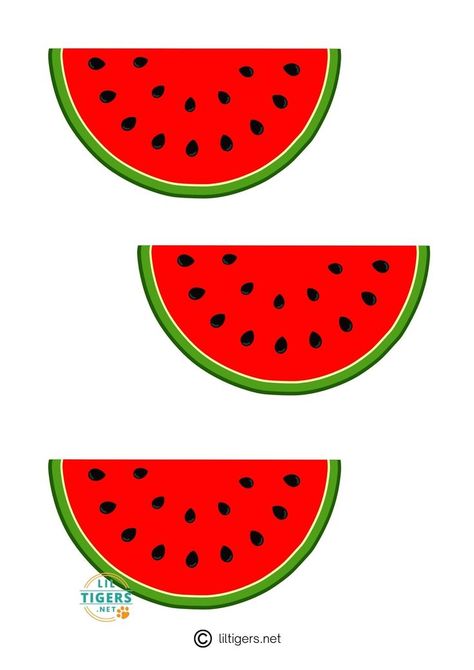 Printable Watermelon Template, Watermelon Printable Free, Watermelon Template Free Printable, Cd Rose, Watermelon Template, Watermelon Decorations, Paper Watermelon, Watermelon Craft, Watermelon Printable