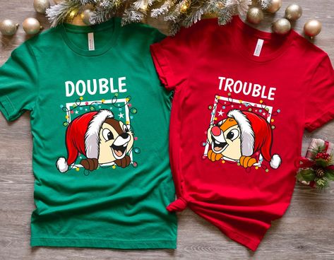 Toy Story Disney Shirts Christmas, Lion King Christmas Shirt, Disney Christmas Shirts Family Kohl's, Disney Chip And Dale, Chip And Dale Shirts, Christmas Dosney Shirt, Couple Disney, Disney Chip, Christmas Couples