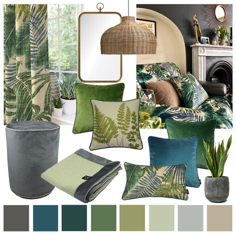 Botanical Interior Design, Botanical Living Room, Blue And Green Living Room, Room Design Inspiration, Botanical Interior, Garden Retreat, Living Room Design Inspiration, Green Home Decor, Living Room Green