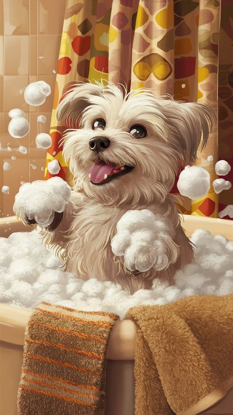 Funny Clipart, Joyful Expression, Peace Love Dogs, Dog Groomer, Taking A Bath, Animals Pictures, Fun Dog, Funny Animal Pictures, Bath Time