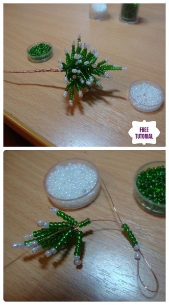 Beaded Christmas Tree Diy, Seed Bead Christmas Decorations, Tree Collar Diy, Bead Christmas Tree, Christmas Tutorial, Christmas Tree Collar, Beaded Christmas Tree, Christmas Beading, Christmas Tree Beads