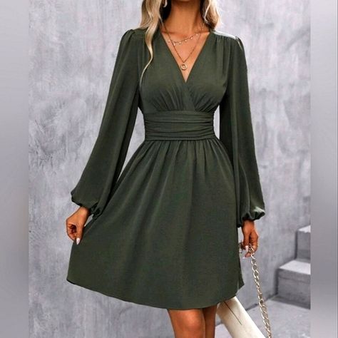 Knee Length Dresses Casual Classy, Short Dress Flowy, Puff Sleeve Dress Casual, Cottage Core Blouse, Flowy Short Dress, Long Puff Sleeve Dress, Pretty Spring Dresses, Glam Barbie, Floral Garden Party