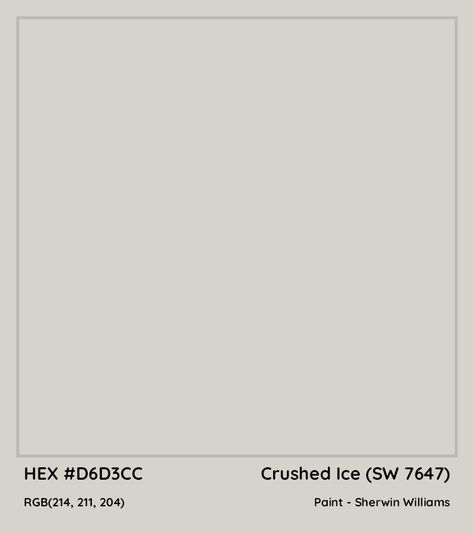 HEX #D6D3CC Crushed Ice (SW 7647) Paint Sherwin Williams - Color Code Munsell Color System, Analogous Color Scheme, Rgb Color Codes, Paint Color Codes, Hexadecimal Color, Rgb Color Wheel, Monochromatic Color Palette, Opposite Colors, Sherwin Williams Colors