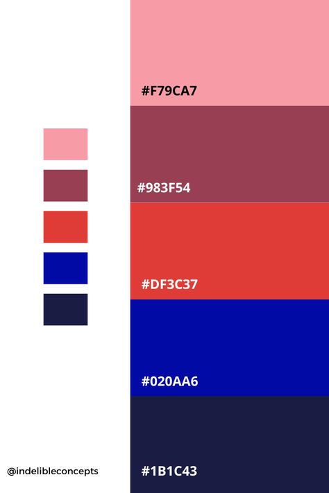 Navy Blue Hot Pink Color Palettes, Pink Red And Blue Aesthetic, Pink Red Orange Blue Color Palette, Pink Red Blue Color Palette, Red Blue Purple Color Palette, Blue And Red Colour Palette, Energy Color Palette, Red And Blue Color Palette, Red Color Pallets