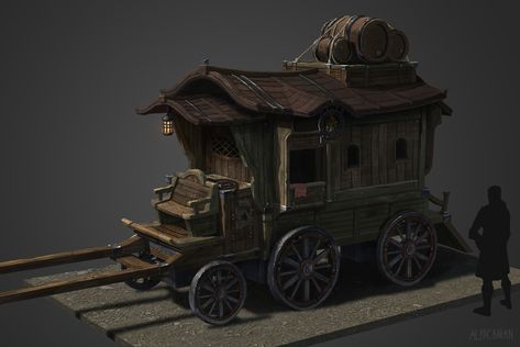 ArtStation - A medieval carriage, joongho na Medieval Carriage, Flip Books Art, D D Items, Cyberpunk Character, Witch House, Game Inspiration, Dark Ages, Environment Concept Art, Medieval Fantasy