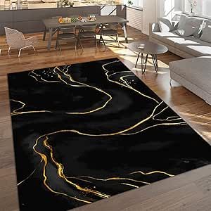 Hallway Garden, Gold Marble Texture, Marble Living Room, Nordic Rug, Golden Line, Carpet For Bedroom, Study Dining Room, Black And Gold Marble, Carpet Decor