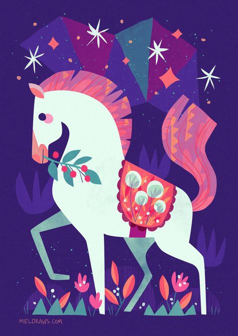 Winter Horse, Unicorn Illustration, Horse Illustration, Unicorn Art, Arte Animal, White Horse, Horse Art, Children's Book Illustration, Painting Illustration