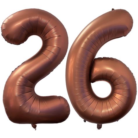 PRICES MAY VARY. Package Included:40 inch Retro Coffee Brown numbers 2 and 6 (uninflated) + 1 Straw,Retro Coffee Brown 26 number foil digital balloons are the best for 26th birthday party, 62th wedding celebration, anniversary, ceremories celebration, business or big events party. Material: Number Balloons made with high quality aluminum foil., not easy to explode and leak, bright colors, full of numbers. How To Use:Infalted with helium or air with pumb or straw slowy to 93% enough,you can stick 26th Birthday Party, Brown Balloons, 26 Number, Events Decorations, Country Party, 26th Birthday, Retro Coffee, Anniversary Event, Anniversary Decorations