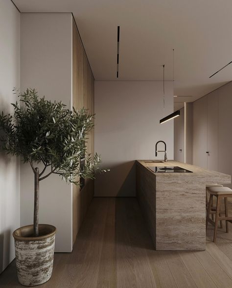 The perfect combo: white oak cabinets and a travertine countertop – a match made in heaven for an elegant and sleek design 👌🏼 what do you think of this combo? Follow @lyxvillan for more inspiration Credit: @sheludkoalexandra @angelipanuryna #oakkitchen #travertine #travertinetable #countertop #luxurykitchen #luxurykitchendesign #modernkitchen Kitchen renovation, white oak cabinets, travertine countertop, elegant design, sleek kitchen, interior decor, home improvement, modern kitchen, s... Travertine In Kitchen, White Cabinets With Travertine Floors, Travertine Kitchen Countertops, Kitchen With Travertine Floors, Travertine Kitchen Floors Wood Cabinets, Kitchen Interior Decor, Dark Travertine, White Oak Cabinets, Sleek Kitchen