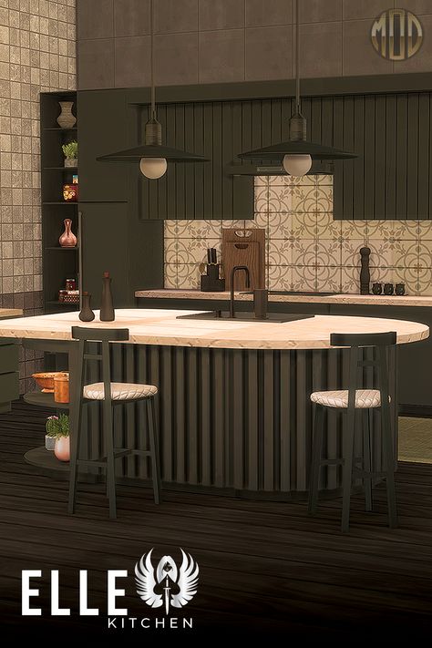 This modern kitchen features a spacious island that serves as a central hub for meal preparation and socializing. The large island provides ample countertop space for chopping, mixing, and other culinary tasks. Equipped with a sink, it offers convenience for washing dishes and preparing ingredients. 

#sims #sims4 #thesims #thesims4 #onemodco #customcontent #cc #objects  #sims custom content #custom content #onemodco Sims 4 Industrial Kitchen, Sims 4 Kitchen Appliances Cc, Sims4 Kitchen, Sims Custom Content, Meal Preparation, Sims 4 Cc Furniture, Kitchen Features, Washing Dishes, Contemporary Aesthetic