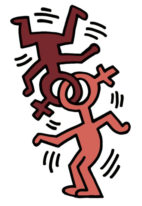 Keith Haring Doodles, Keith Herring Art, Keith Haring Design, Sapphic Symbol, Lgbtq Aesthetic Art, Keith Haring Aesthetic, Queer Drawings, Queer Symbols, Lgbt Art Ideas