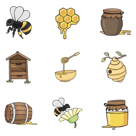 Bee honey set in drawing style vector Honey Bee Drawing, Bee Drawing, Bee Honey, Drawing Style, Heart Tree, Cityscape Photos, Logo Banners, The Bee, Nature Backgrounds