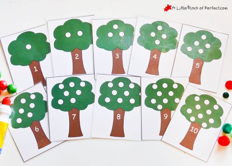 Counting and Addition Apple Tree Math Activity + Printable | A Little Pinch of Perfect Apple Math For Toddlers, Apple Tree Counting, Homeschool Curriculum Planning, Preschool Apple Theme, Apple Math, Apple Preschool, Number Identification, Homeschool Freebies, Johnny Appleseed