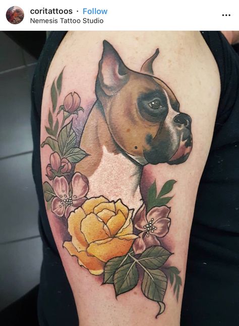 Dog Tattoo Black And White, American Traditional Boxer, Boxer Dog Tattoo Ideas, Dog Tattoo Simple, Dog Nose Tattoo, American Boxer Dog, Female Boxer Dog, Black Boxer Dog, Boxer Dog Tattoo