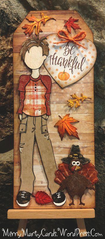 Be Thankful Thanksgiving Tag Prima Mixed Media Dolls, Prima Paper Dolls, Thanksgiving Cards Handmade, Prima Doll Stamps, Amber Moon, Thankful Thanksgiving, Plaid Background, Julie Nutting, Bird Cards