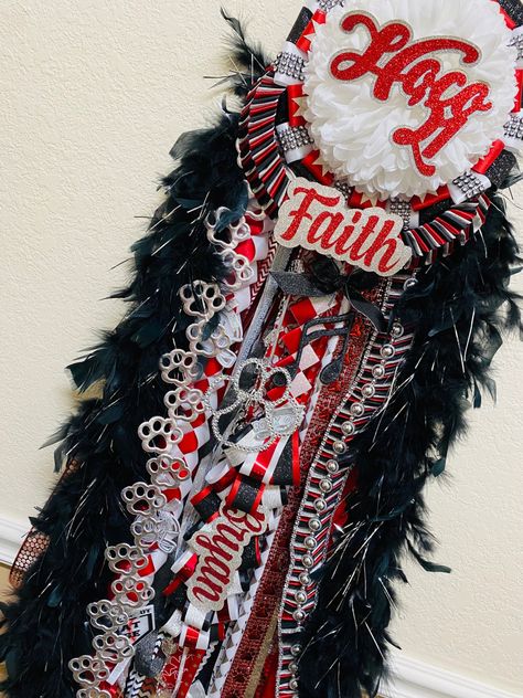 Red Black And White Homecoming Mums, Homecoming Spirit Week, Texas Homecoming Mums, Football Mums, Homecoming Spirit, Black And White Football, Homecoming Mums Diy, Spirit Week, Homecoming Mums