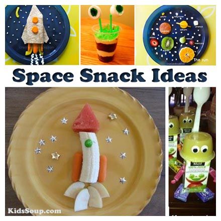 We gathered a handful of great space, rocket, alien, and UFO snack ideas that are easy to make for or with your children during your space theme. Space Snack Ideas, Space Party Food, Space Snacks, Astronaut Food, Space Theme Preschool, Star Snacks, Theme Snack, Space Preschool, Space Crafts For Kids