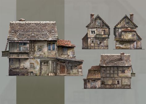 Medieval Buildings, Environment Props, Town Building, Medieval Village, Minecraft Architecture, Medieval Town, Environment Design, Big Houses, Black Sea