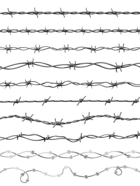 Barbed Wire Silhouette, Barbed Wire Sketch, Barbed Wire Clipart, Barb Wire Sketch, Barbwire Aesthetic, Barbed Wire Illustration, Barbed Wire Painting, How To Draw Barbed Wire, Barbwire Drawings