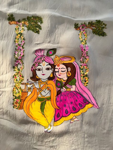 Hand Painted Designs On Fabric, Fabric Paint Chaniya Choli, Painting On Blouse, Painted Blouse, Fabric Colour Painting, Saree Painting Designs, Fabric Paint Diy, Modern Art Canvas Painting, Painting Flowers Tutorial