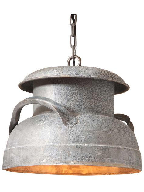 Milk Can 13" Pendant Light | House of Antique Hardware Retro Pendant Lights, Rustic Light Fixtures, Farmhouse Pendant Lighting, Dekor Diy, Primitive Farmhouse, Metal Pendant Light, Metal Ceiling, Hanging Light Fixtures, Milk Cans