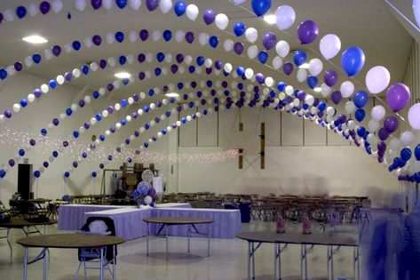 Wedding Decorations Using Balloons | Using a gym for your reception part 1 - only instead of using balloons ... School Dance Decorations, School Dance Ideas, Night To Shine, Balloons Galore, Ward Christmas Party, 16 Balloons, Dance Decorations, Balloons Wedding, Wedding Balloon Decorations