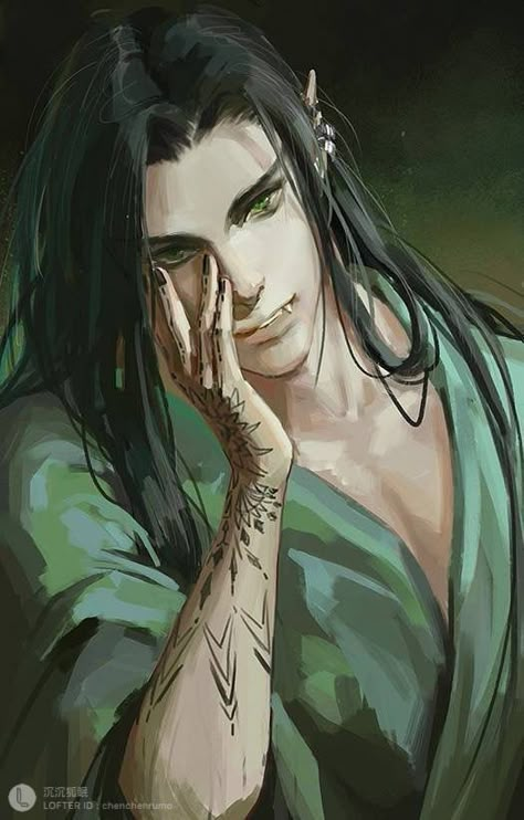 Yuan Ti, Male Elf, Fantasy Paintings, Dnd Art, Heaven Official's Blessing, Male Character, Character Design Male, Fantasy Inspiration, Magical Creatures