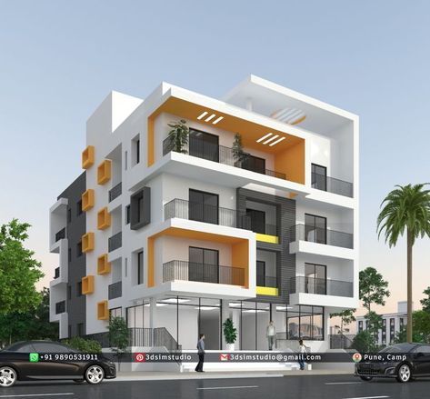 3 Storey Apartment Building Design, Motel Design, Apartments Architecture, Small Apartment Building Design, Single Apartment, Small Apartment Building, Apartment Exterior, Studio Build, Duplex Design