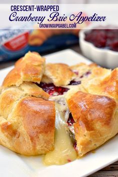 Cranberry Brie Baked Cheese Appetizer | Growing Up Gabel Brie Baked, Christmas Breads, Baked Brie Appetizer, Indulgent Recipes, Cheese Recipes Appetizers, Baked Brie Recipes, Cranberry Baking, Brie Appetizer, Cranberry Brie