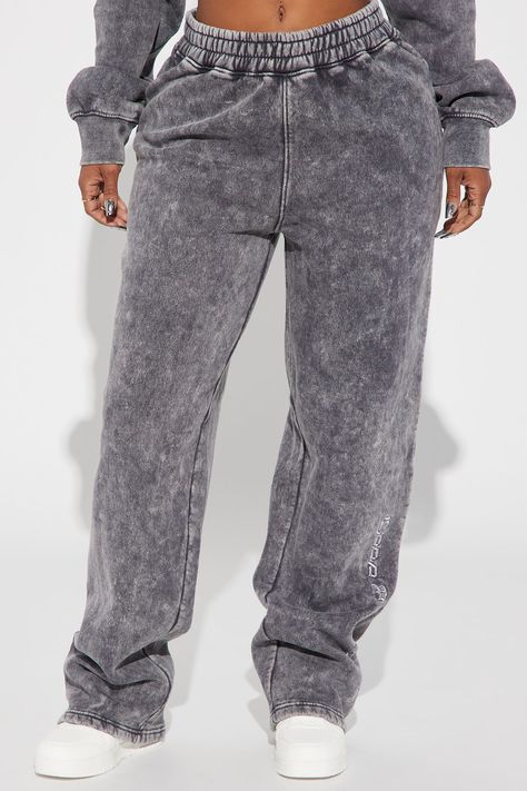 Available In Grey/combo. Wide Leg Sweatpant Graphic Detail Elasticized Waistband Non-Stretch Fleece Pair it to the "Good Vibes Washed Zip Front Hoodie" Disclaimer: Due To The Specialized Wash Process, Each Garment Is Unique. 60% Cotton 40% Polyester Imported | Good Vibes Washed Wide Leg Sweatpant in Grey size XS by Fashion Nova Tops And Bottoms, Swag Outfits For Girls, Swag Outfits, Good Vibes, Fashion Nova, The Good, Wide Leg, Girl Outfits, Sweatpants